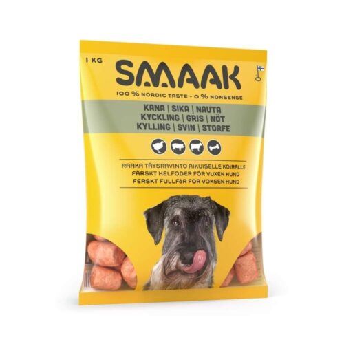 SMAAK Dog Raw Complete Adult Kyckling, Gris & Nötvom 1 kg