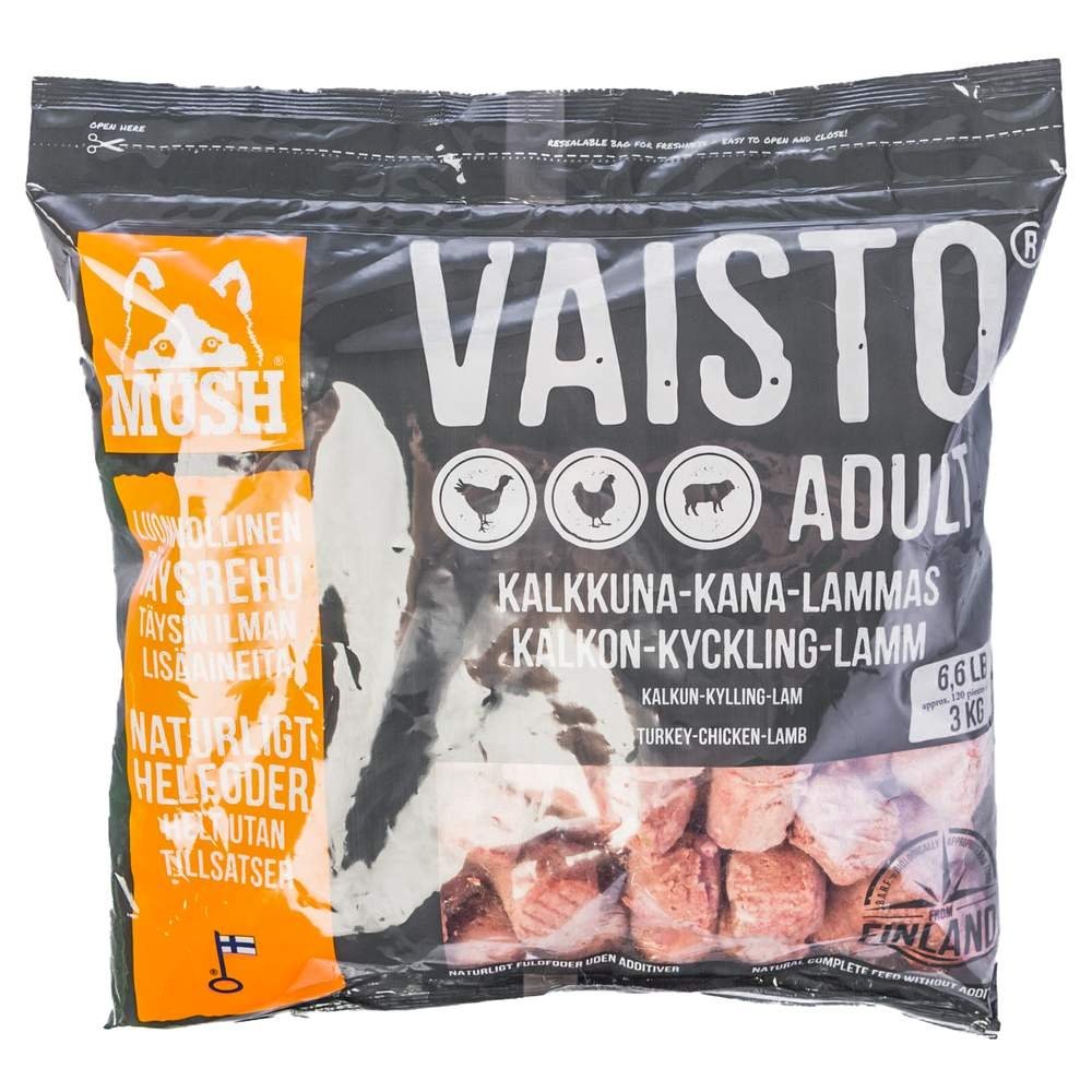 Färskfoder för hund | Kalkon-Kyckling-Lamm, 3 kg, naturligt och energirikt | Mush