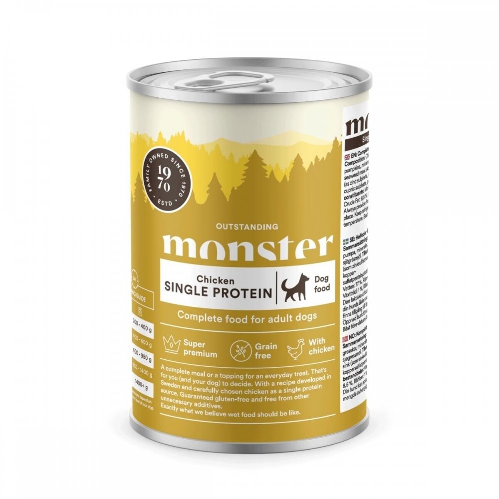 Hundfoder | Spannmålsfritt, Monoprotein, Kyckling | Monster Dog