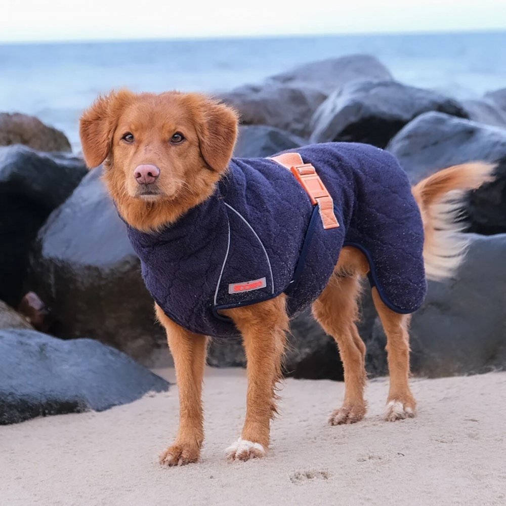 Badrock till Hund | Mörkblå, Bambuviskos, Justerbar | Siccaro