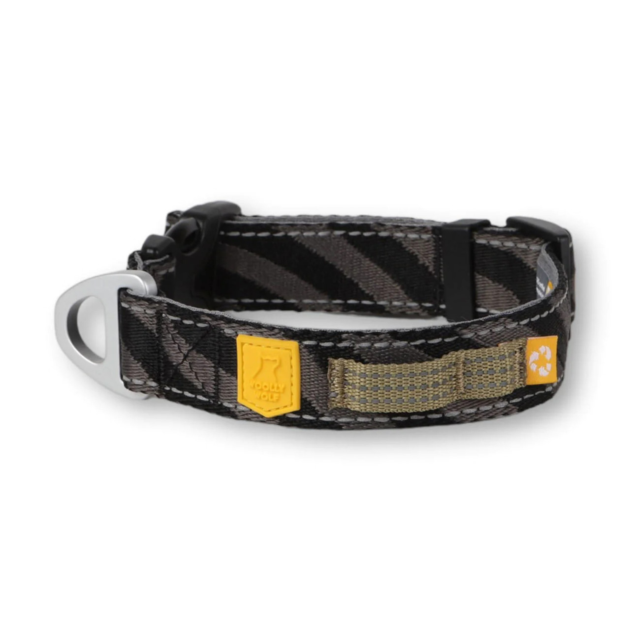 Halsband för hundar | Återvunnen jacquardpolyester, svart, XS, reflekterande | Woolly Wolf