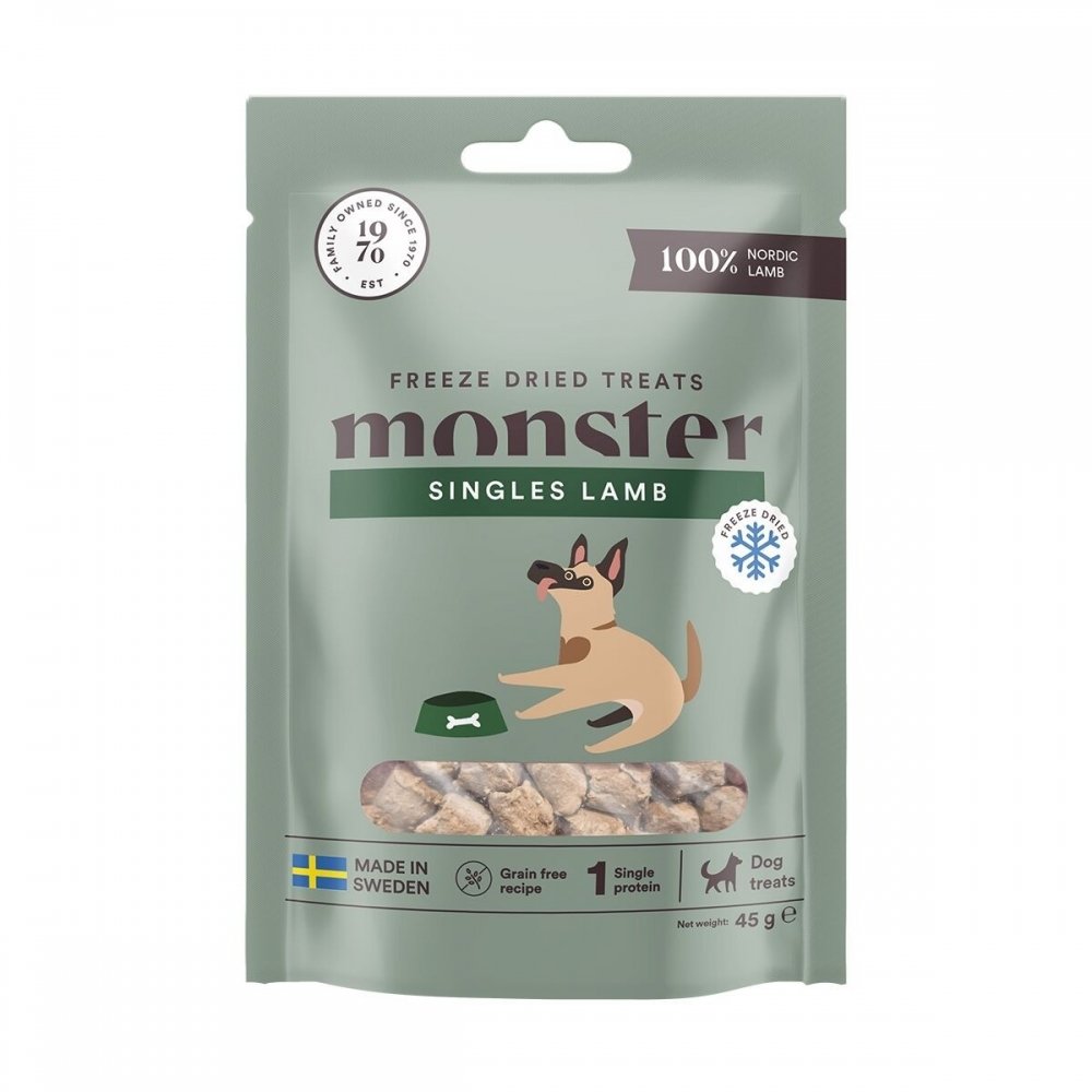 Frystorkat hundgodis | 100% Lamm, Magert, Naturligt | Monster