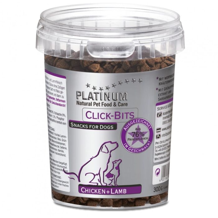 Platinum Click Bits Hundgodis Kyckling och Lamm 300 g