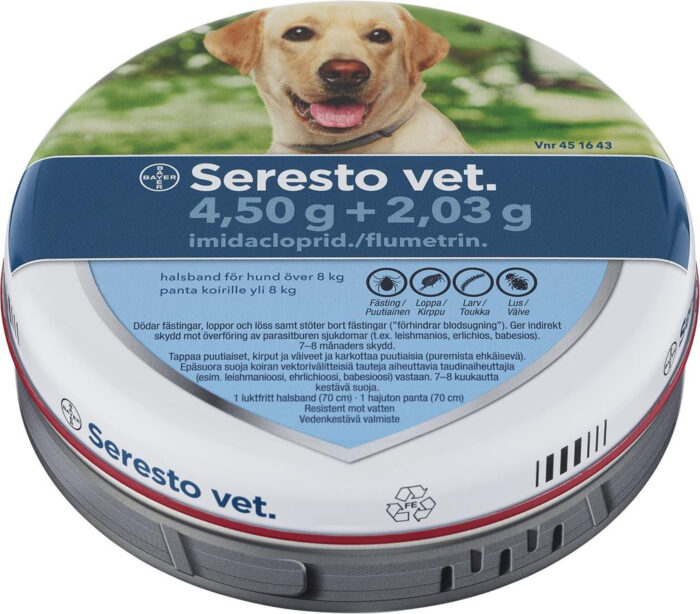 Seresto Vet. Halsband 4,50 g + 2,03 g, för Hund över 8 kg - 1 st/frp