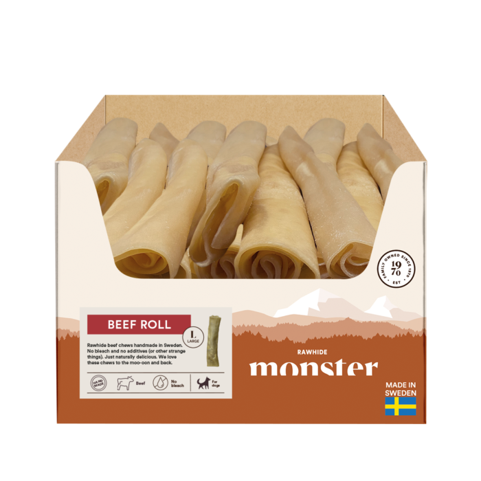 Monster Hundgodis Rawhide Beef Roll - Large