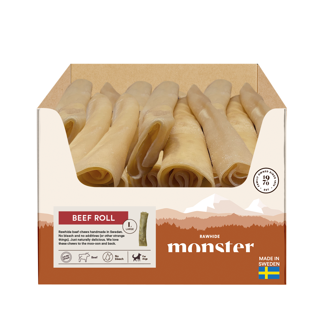 Monster Hundgodis Rawhide Beef Roll – Large